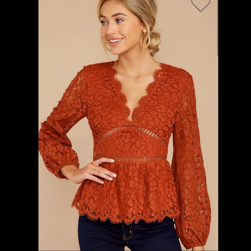 NWT: endless rose burnt orange lace top - Picture 4 of 5